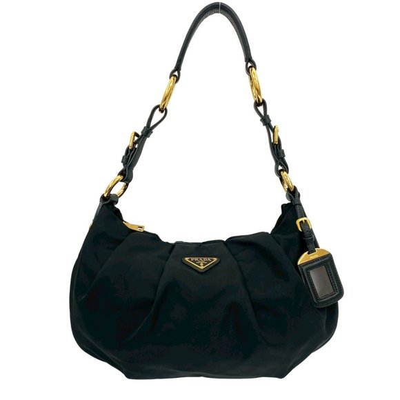 PRADA Handbags - PRADA Prada Triangle Logo Hardware Leather Tessuto Nylon Semi-Shoulder Tote B...